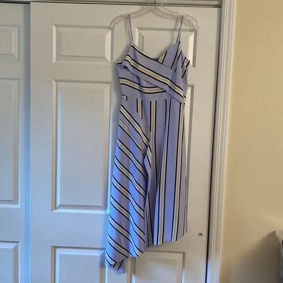 navy blue dress for baby girl Banana Republic Women's Denim Asymmetric Midi Dress Dark Rinse Size 0 main image 0